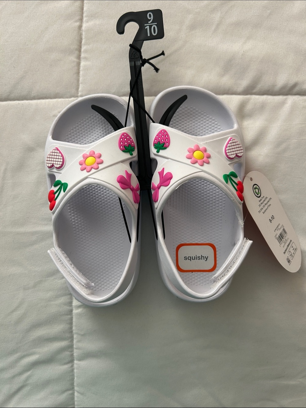 Kids White Floral Charm Sandals - Squishy